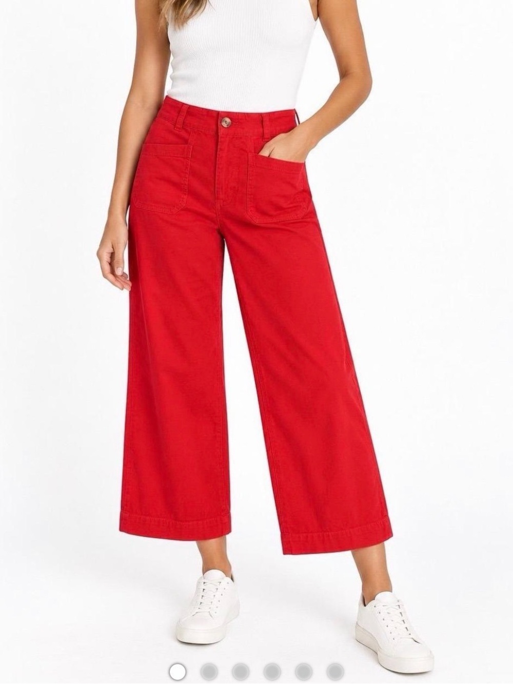 Maeve Colette Anthropologie Red Cropped Wide-Leg Pants 29P